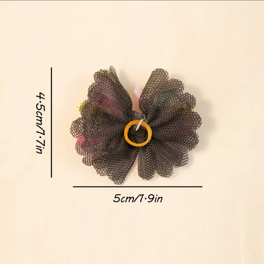 5/10/20pcs Lace Dog Hairbows Dog Bows With Volumes Ribbon Grooming Pet Hair Bowknot With Rubber Bands For Small Dog Pet Products