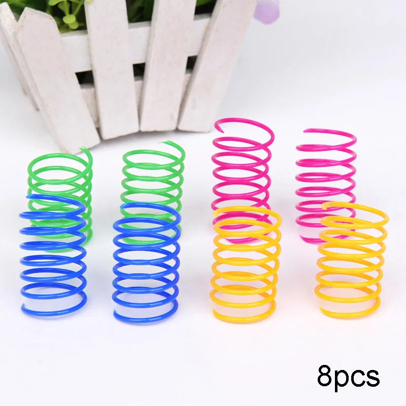Plastic Colorful Spring Jumping Funny Cat Toys Cat Pet Supplies Kitten Coil Spiral Cat Toys Interactive Cat Pet Toy Pet Products