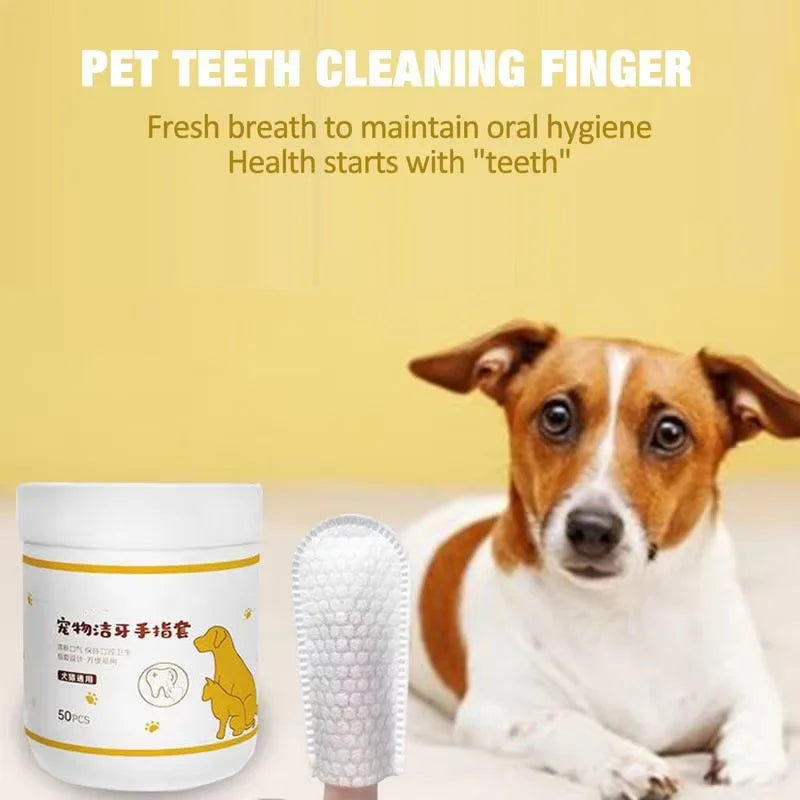 Pet Disposable Cleaning Wipes Dog Teeth Cleaning Finger Wipes Cat Ear and Eye Beauty Wipes Cat Hygiene and Beauty Products 50pcs