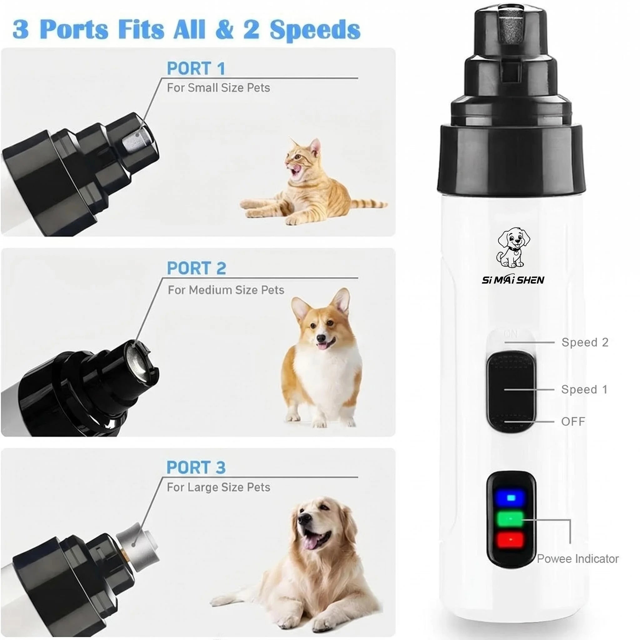 Dog Nail Grinders Painless USB Charging  Rechargeable Pet Nail Clippers Quiet Electric Dog Cat Paws Nail Grooming Trimmer Tools