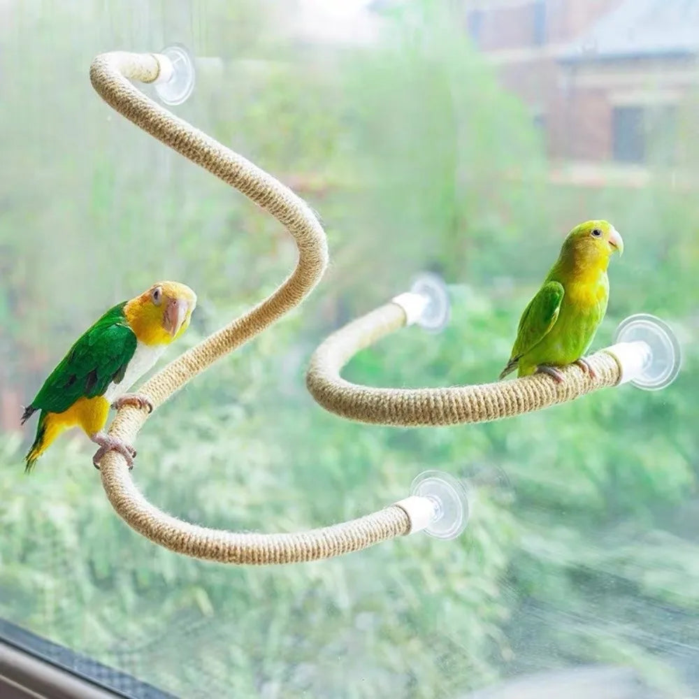 Linen Rope DIY Bendable Perch for Birds Non-slip Comfortable Grip Suction Cup Bird Climbing Rope Stable Durable