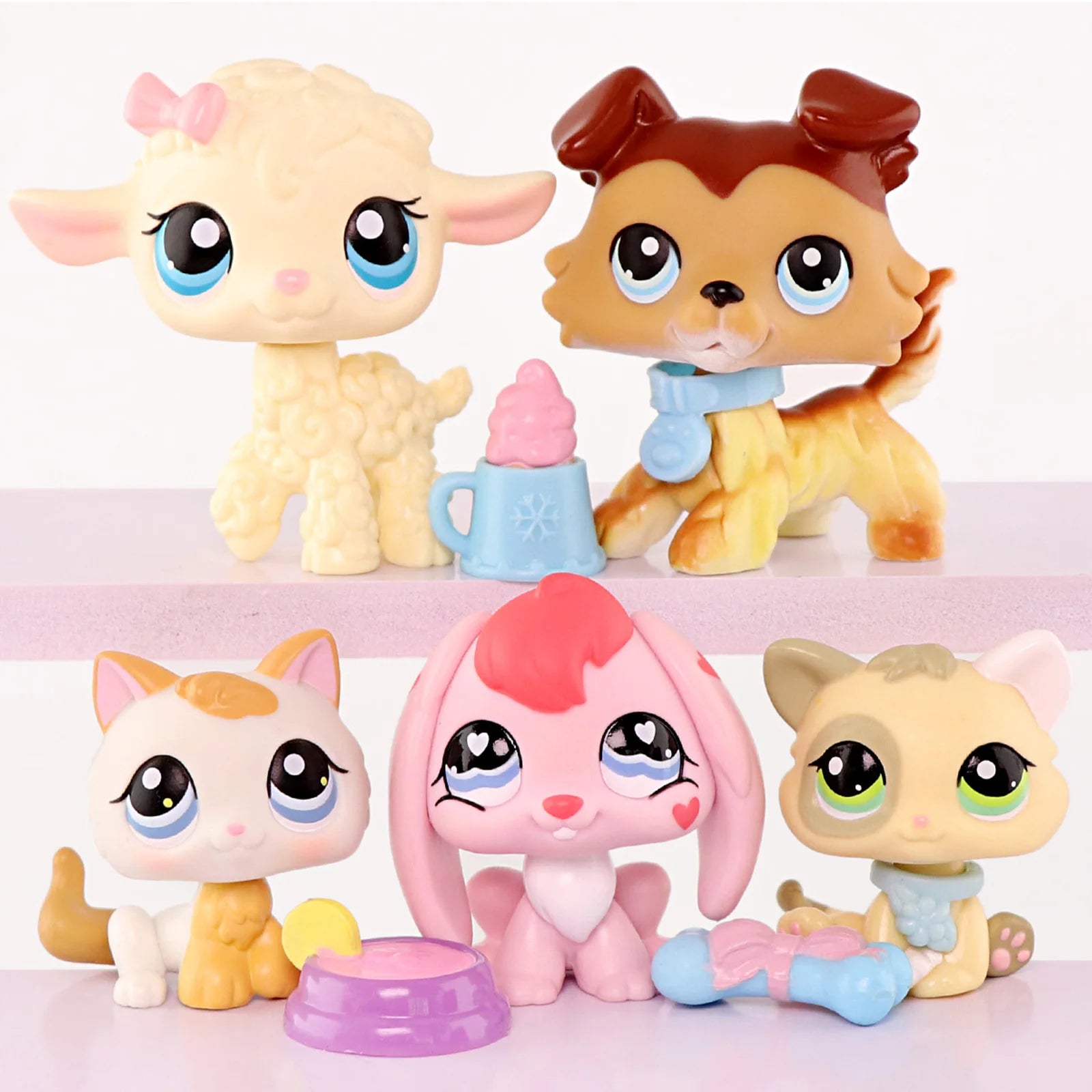 LPS Minilpsshop Rare Pet Shop Bobble Head Toy Cute Great Dane Collie Dachshund Dog Spaniel Puppy Pets for Kids