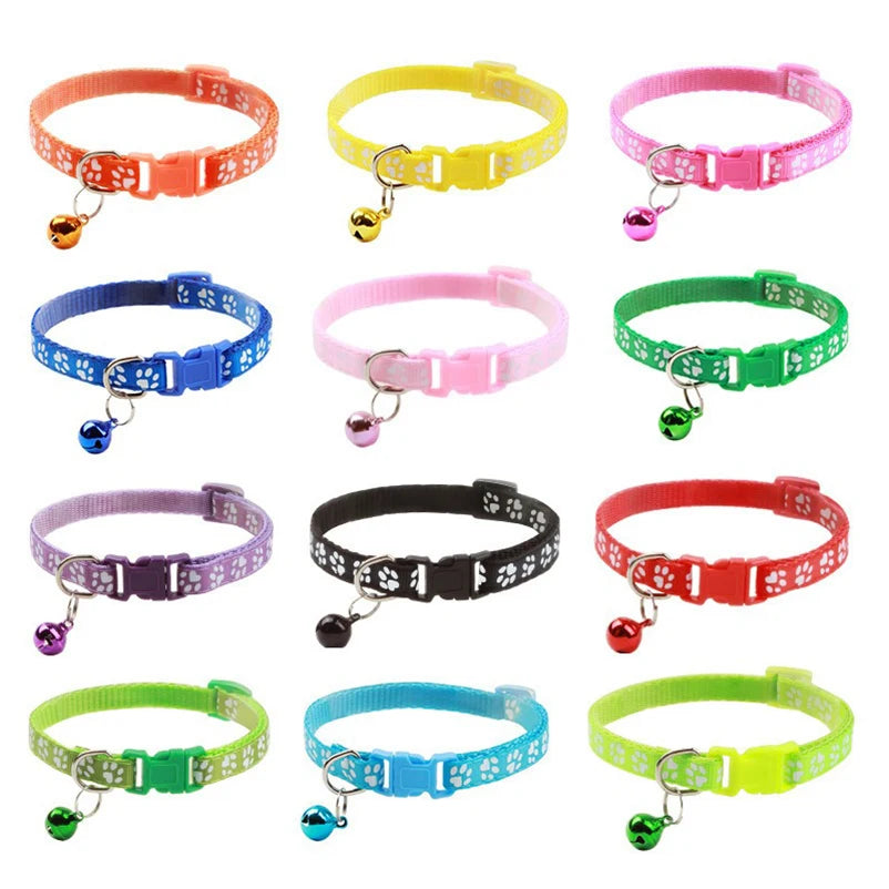 New hot pet for cat bell collar dog print cat collar multi-color optional necklace ring cat rope collar pet supplies