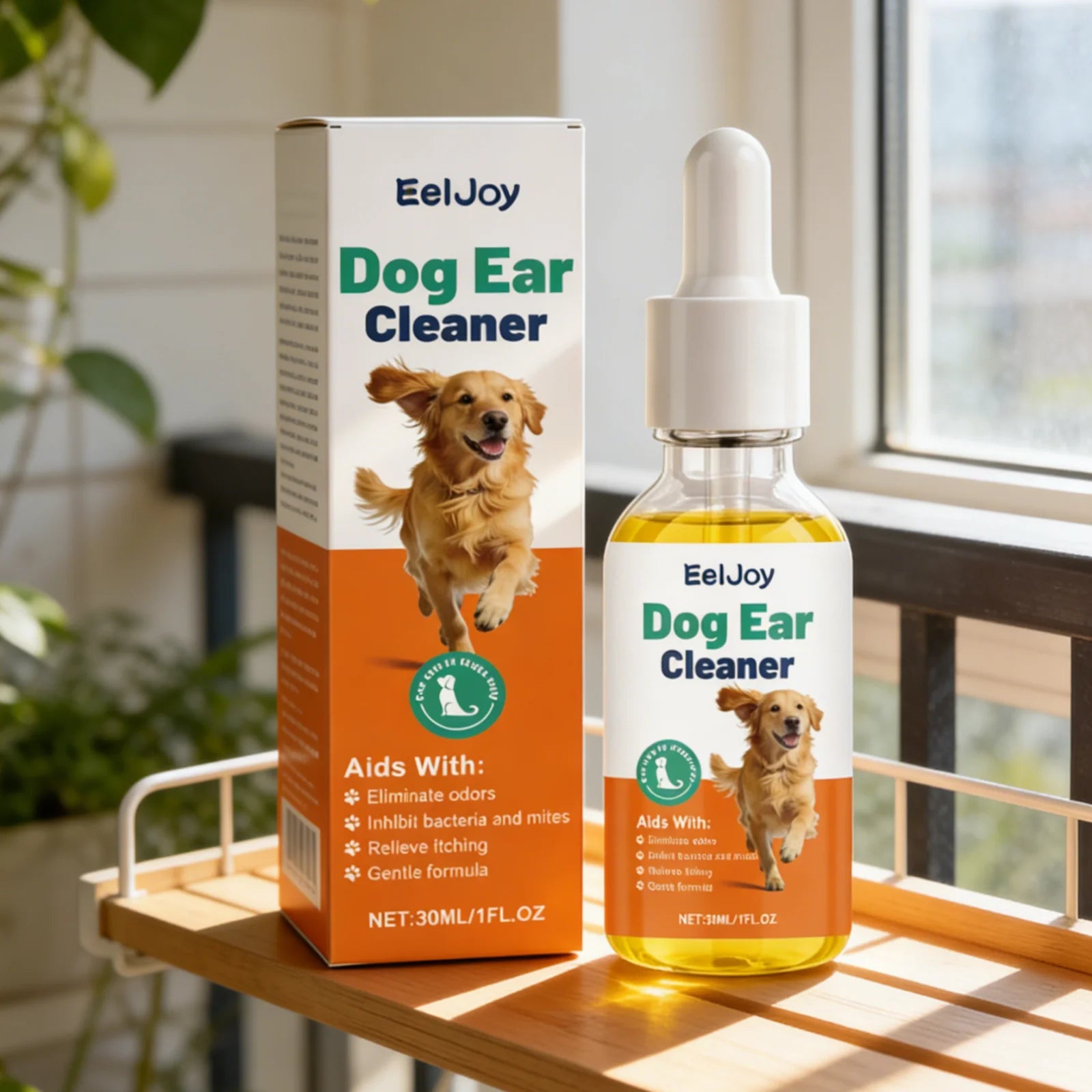 EelJoy Dog Ear Cleaner Eliminate Odors Relieve Itching Dust Mite Removal Care Pet Cleaning Products Gentle Formula Dog Ear Drops