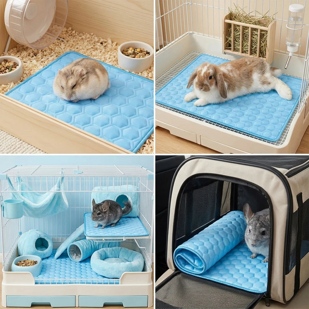 1PC Pet Cooling Mat Ice Silk Pad Summer Cool Bedding Scratch Resistant Washable Cushion for Small Animals Rabbit Hamster Product