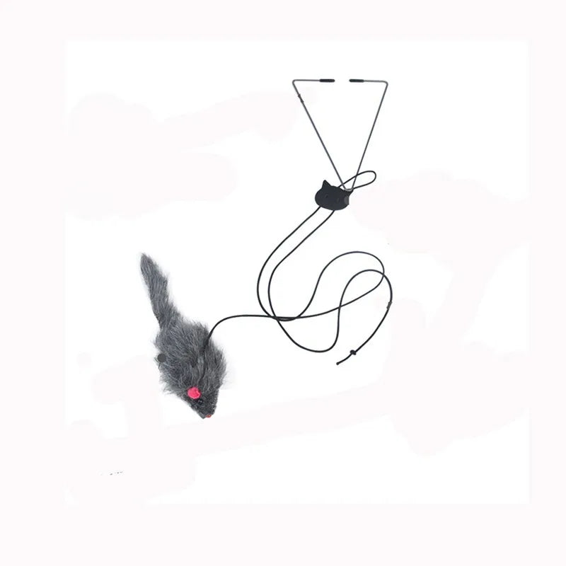 Interactive Door Hanging Cat Toy with Black Mouse Teaser - Entertain and Exercise Your Cat Toy for Indoor Cats Play Supplies