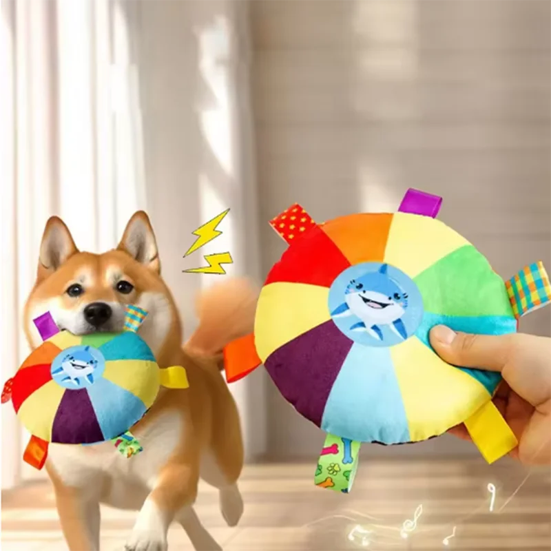 Dog Sounding Plush Toy Bell Cartoon Toy Puppy Small Dog Teddy Teeth Grinding Toy Wear-Resistant Bite-Resistant Pet Toy