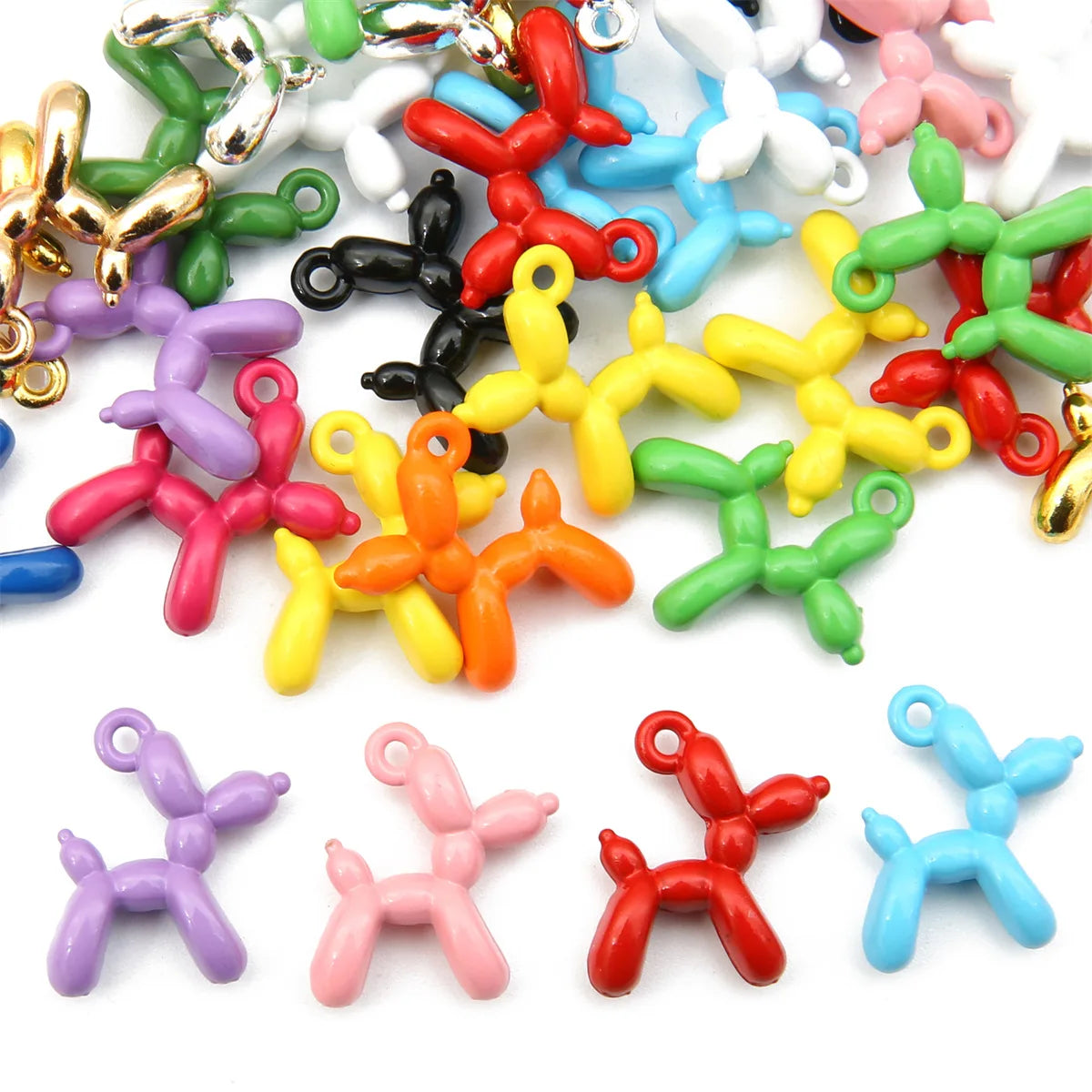 10pcs 19x14mm Minimalist Balloon Dog Charms, Simple Resin Balloon Animal Pendants, Versatile DIY Supplies for Craft Projects