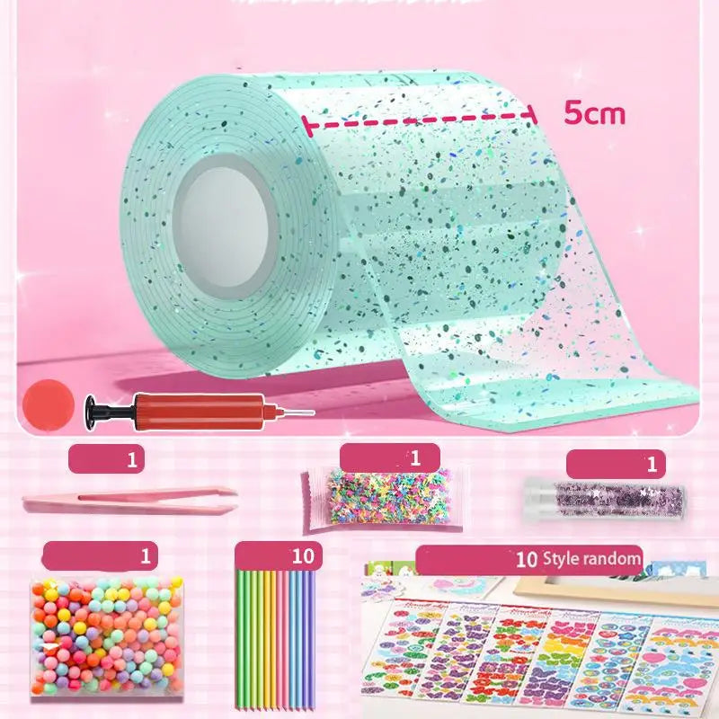 PET Nano Glue Knead Music Double Sided Tape Blow Bubbles Full Set Of Nano Tape Bubble Blowing Decompression Toy Stickers