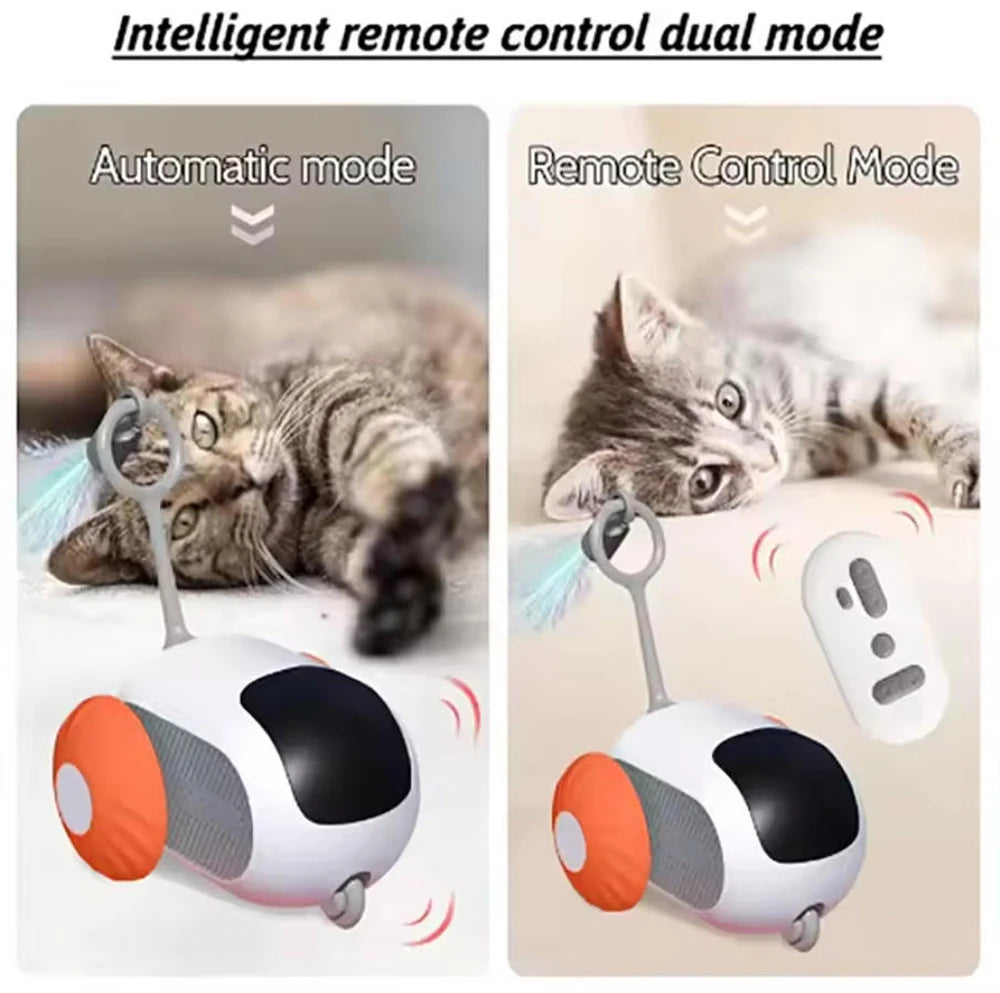 Smart Car Cat Toy Interactive Cat Toy Ball Automatic Rolling Remote Control Toy Car Indoor Cat Accessories Pet Kitten Supplies