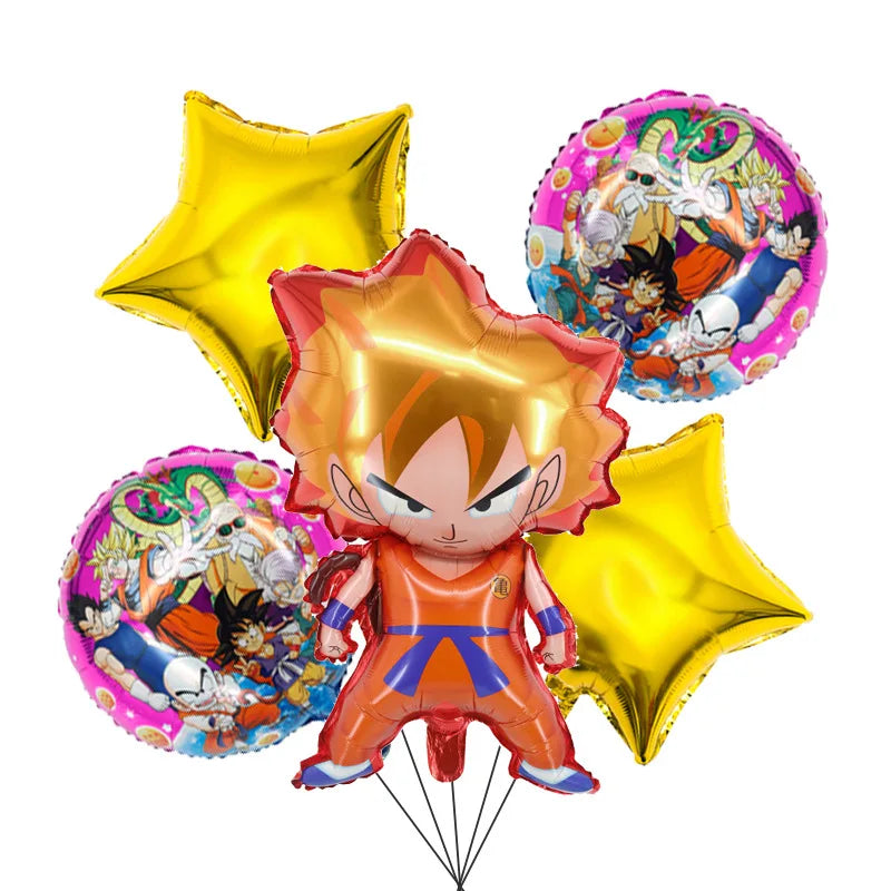 Anime Saiyan Goku Aluminum Foil Balloon Pack Dragon Cartoon Themed Kids Birthday Party Decor Supplies