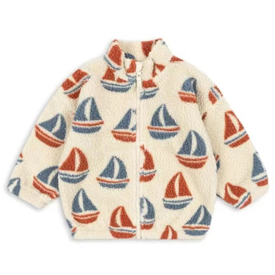 2025 Autumn KS Toddler Girls Lambswool Cats Jacket Boys Cartoon Cotton Fleece Outwear Coat Kid Winter Clothes Child Beetle Coats
