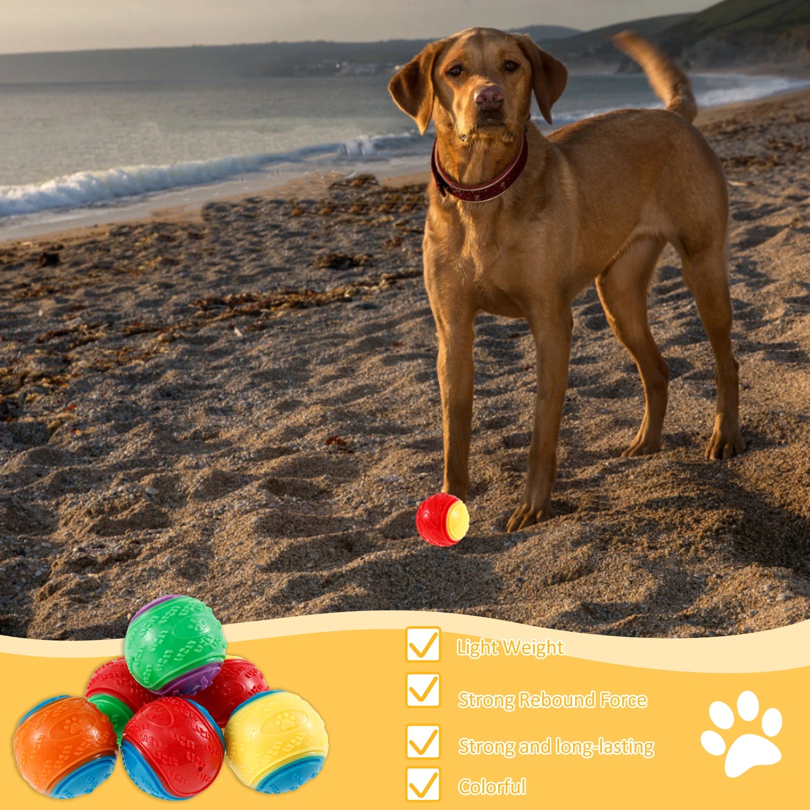 6Pcs Dog Squeaky Balls Toys Interactive Soft TPR Dogs Chew Toy for Pet Teeth Cleaning Bite Resistance Pet dogs accessories