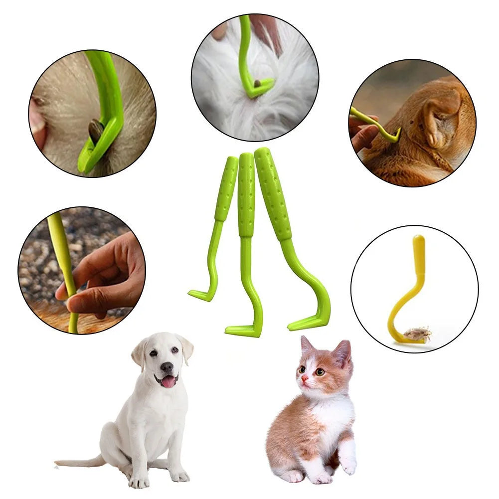 3pcs Remover Tweezer Tick Flea Remover Hook Tick Pull Pet Cat Dog Tick Clamp Accessaries Pet Mite Flea Extractor Dog Accessarie