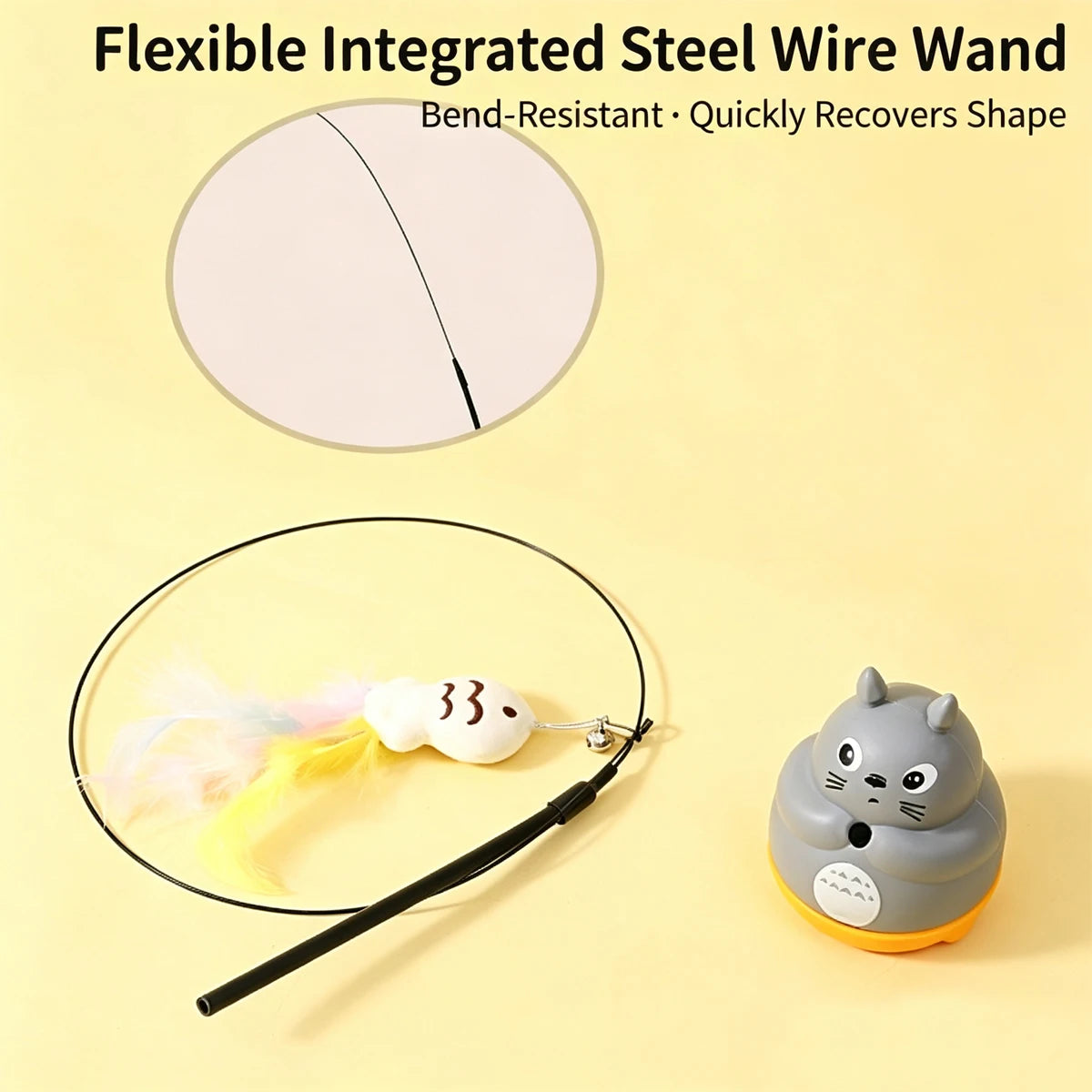 Fun Feather Long Pole Rotating Cat Wand Self-pleasure Relief Toy Soft Interactive Cats Kitten Toys Pets Accessories Pet Products