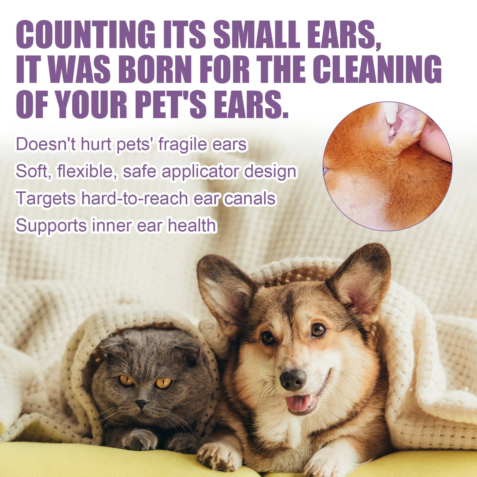 Yegbong Pet Ear Cleaning Solution Relief Discomfort Odor Control Prevention Earwax Dog Cat Ear Water Wash Liquid Products 118ml