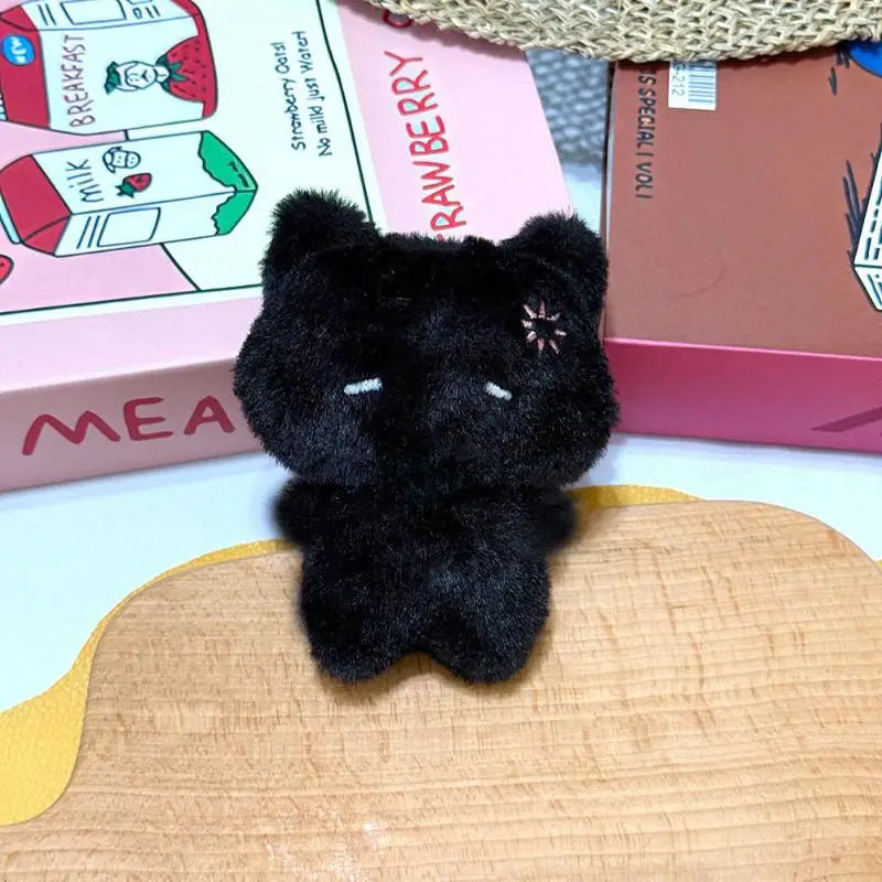 Cute Cartoon Plush Kitty Keychain Kawaii Black Cat Pink Cat Doll Backpack Decoration Pendant Bag Charm Key Ring Accessories Gift