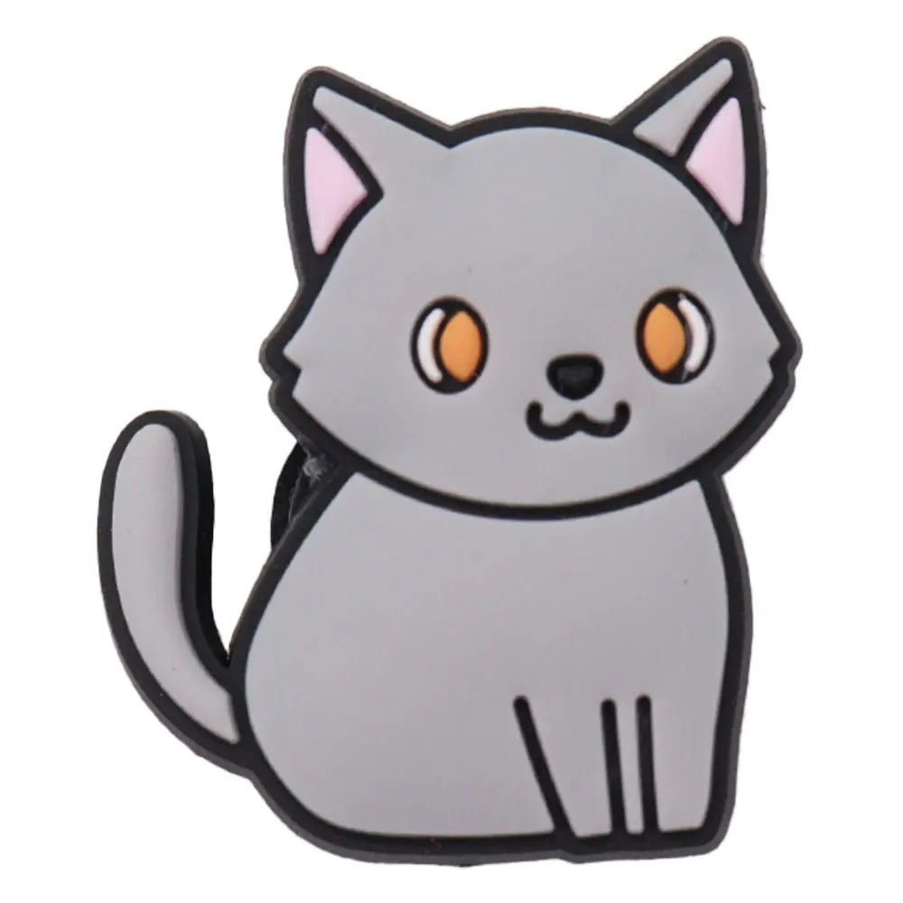 1-17PCS PVC Kawaii Animal Cat Mom Sandal Shoe Decoration Buckle Charms Fit Wristbands Hole Slipper Accessories Kid Xmas Gift