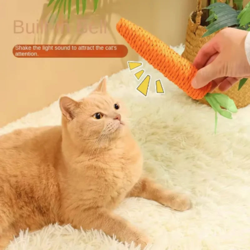 Fun Cat Teething Stick Sound Carrot Cuddle Toy Anti-Bite Scratch Board Pet Supplies for Interactive Entertainment