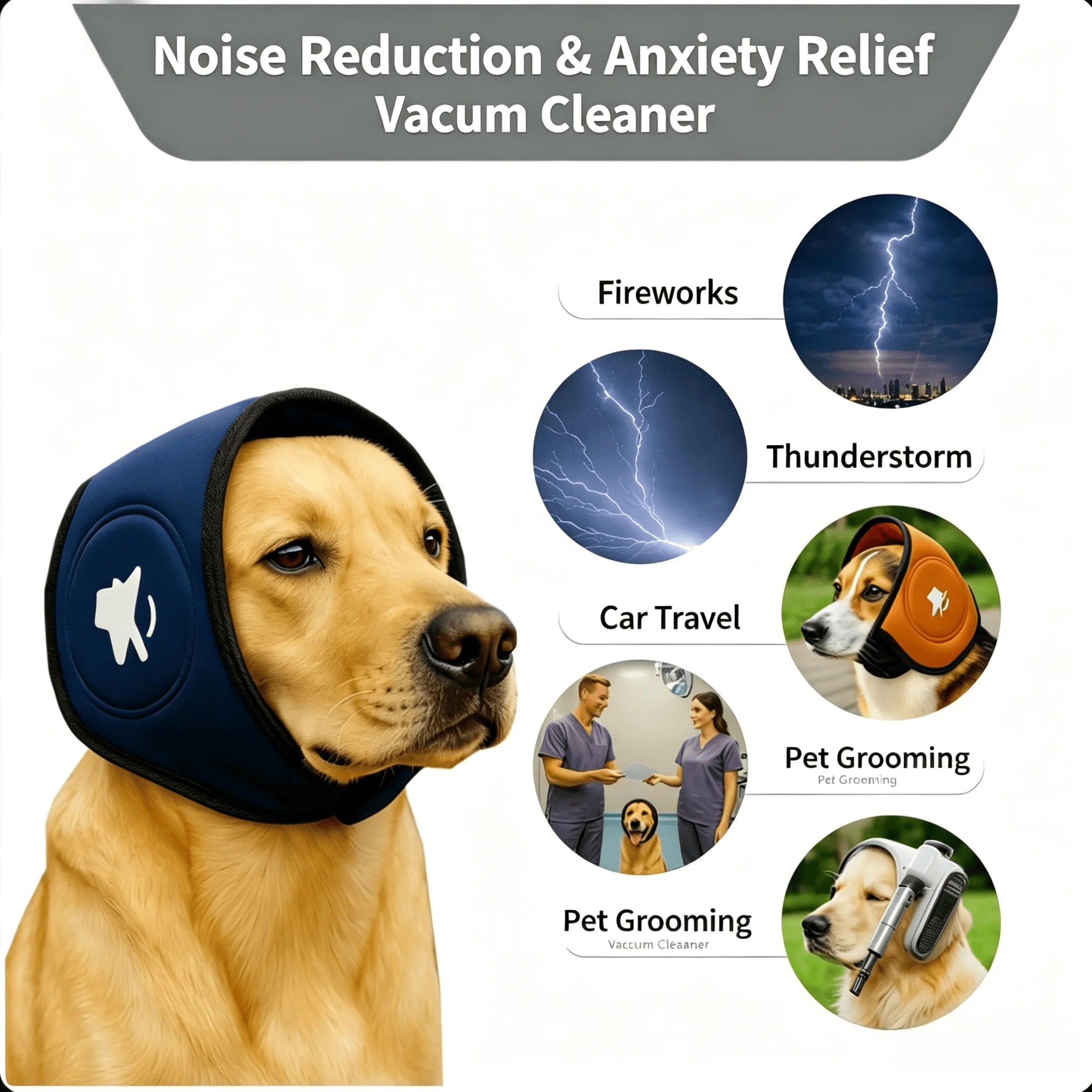 Dog Noise Cancelling Earmuffs Windproof Anxiety Relief Ear Covers for Pet Noise Isolation Travel Ear Muffs
