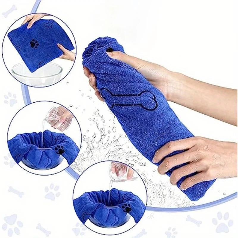 1pcs Quick-Drying Microfiber Dog Towel Absorbent Pet Bath Product Fiber Quick-drying Bath Towel Car Wiping Cloth Pet Supplies