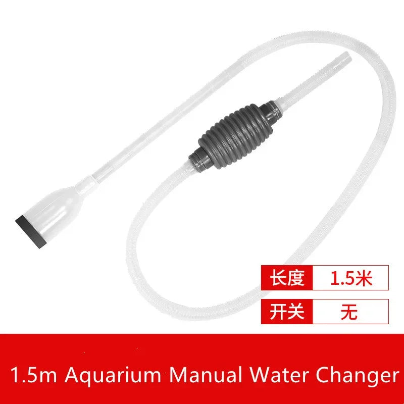 1.5m Aquarium Manual Water Changer Fish Tank Air Pump Cleaning Tools Handheld Aquarium Cleaner Vacuum Siphon Pump Pet Products