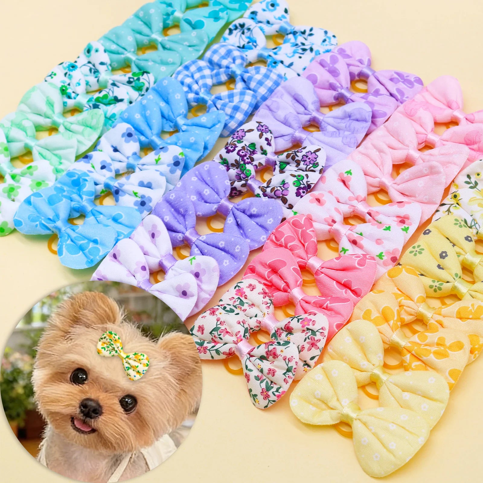Cute Dog Bows Rubber Bands Small Dog Hair Bows Pet Hair Accessories For Dogs Pets Grooming Products