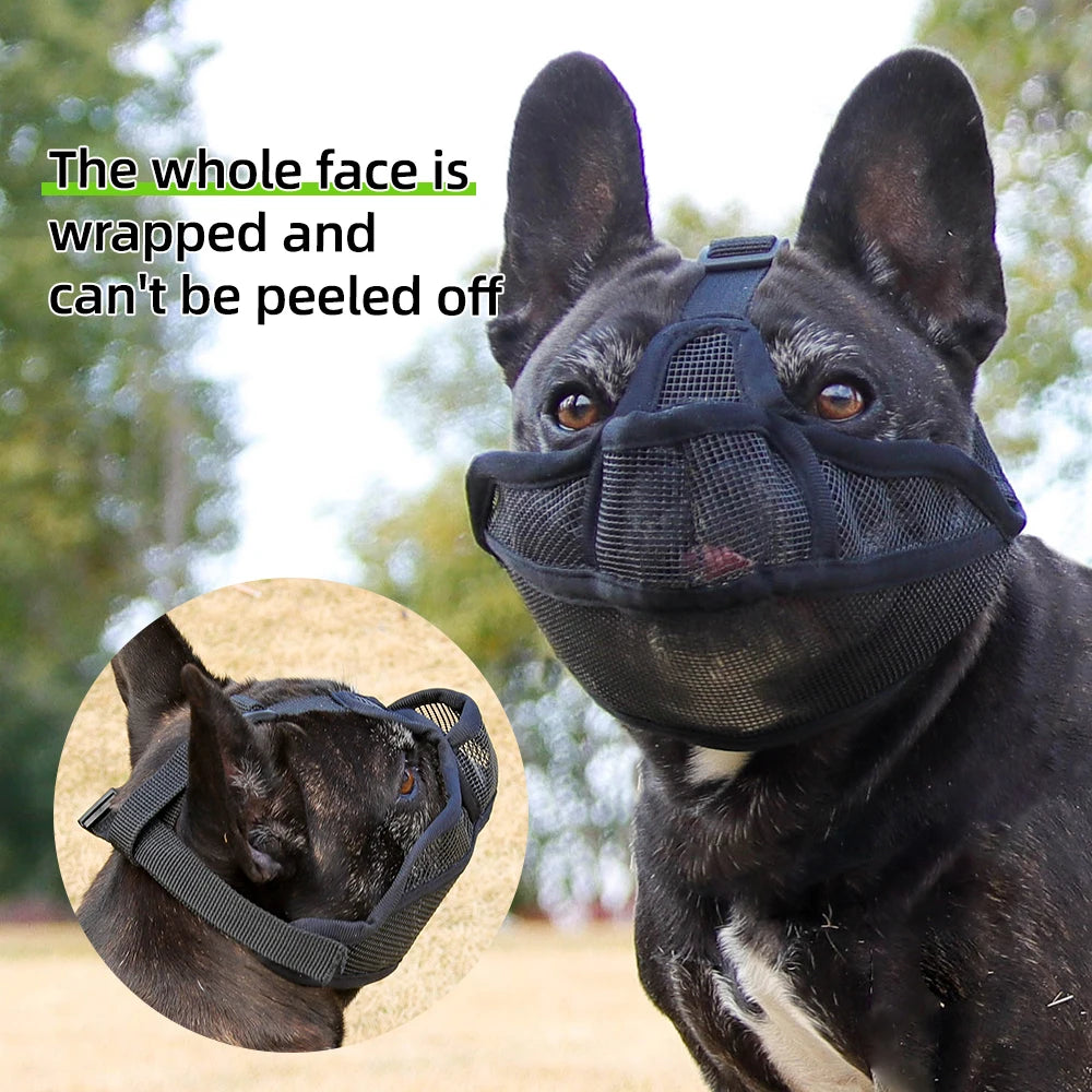 Short-Snouted Dog Muzzle Bulldogs Breathable Anti-Biting Walking Drinkable Short-Mouthed Dog Snout Cover Pet Products Shar Pei