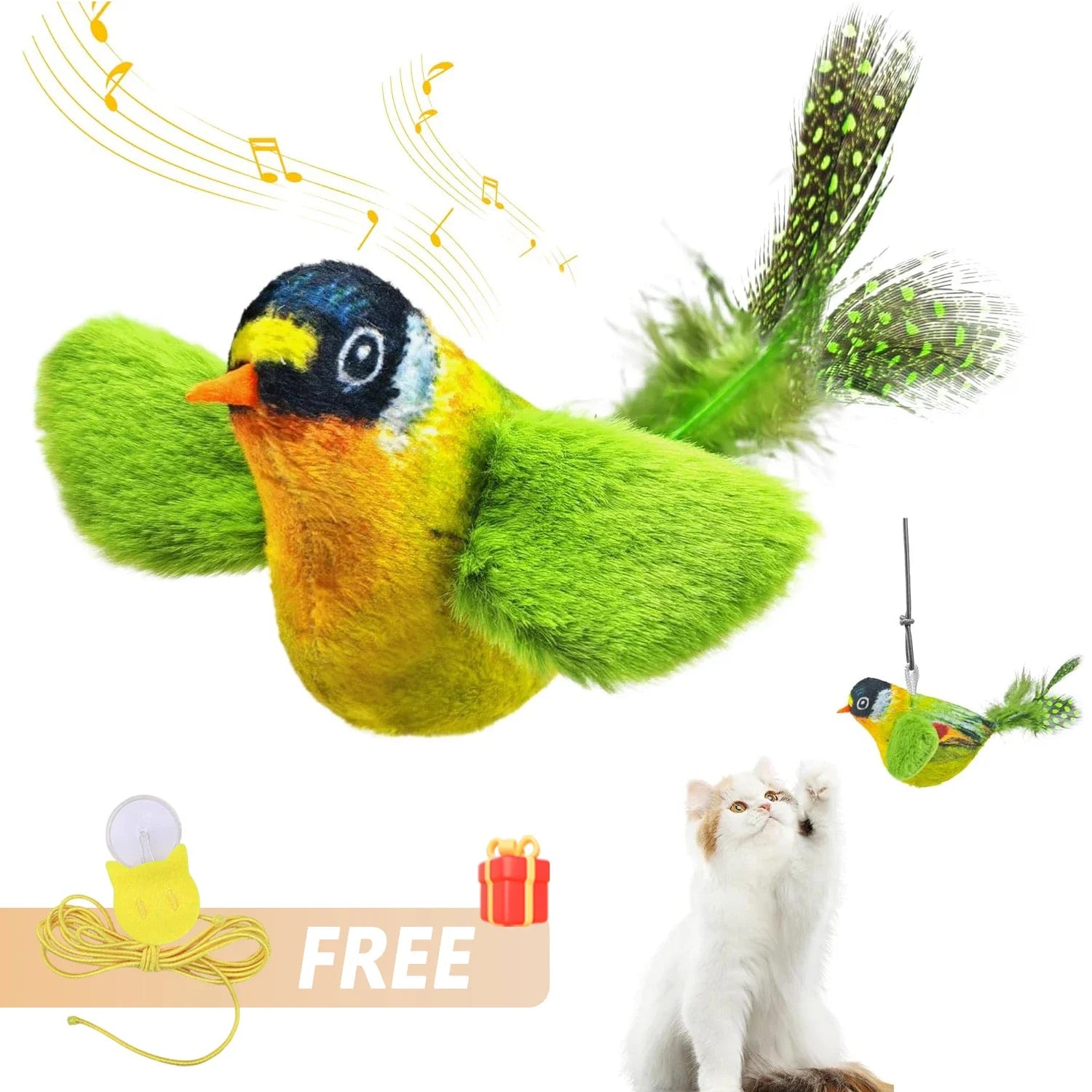 Simulation Bird Cat Toys Cats Interactive Cat Toy Realistic Bird Sound Cat Toy Plush Cat Toy Catnip Cat Toy for Cats Kitten Toy