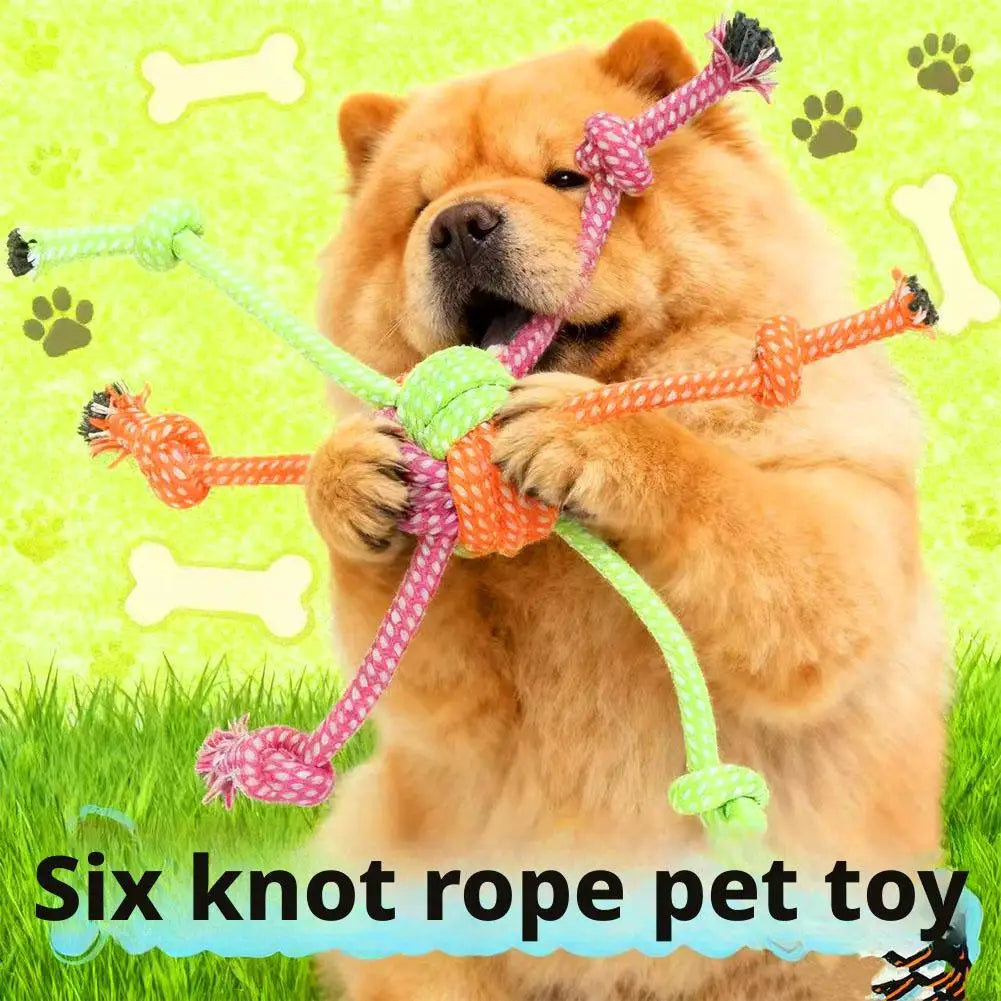 Durable Bite-Resistant Interactive Knot Toy for Dogs- Chewable Rope with Green&Orange Fringes,Playful Design, Dog Toys