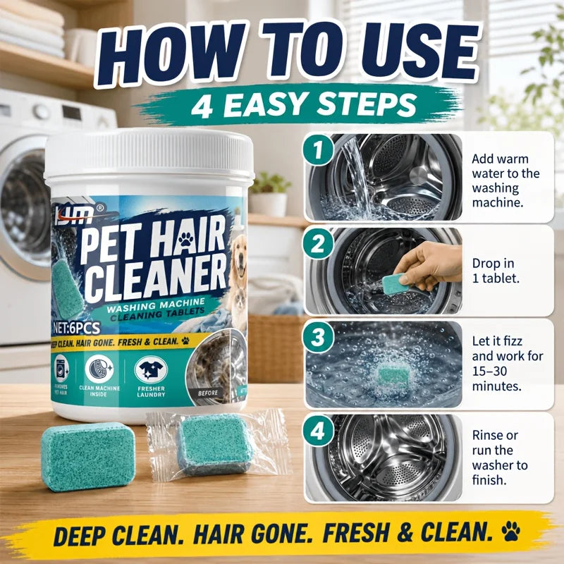 Pet Hair Laundry Cleaner Effervescent Tablets Washing Machine Hair Remover Fast Dissolving Cleaner For Cat Dog Households
