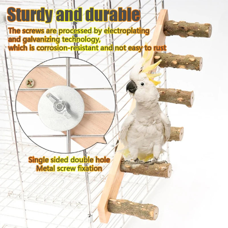1PC Wood Ladder Pet Interactive Bird Parrot Toy Ladder for Hamster Cage Funny Grinding Stick Climbing Toy Bird Accessories
