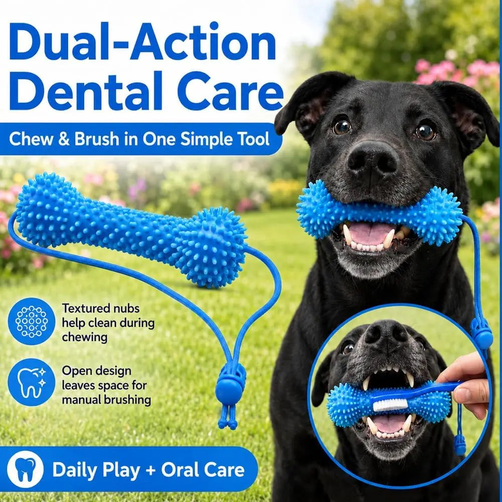 Dual Action Canine Dental Prop Dog Dental Chew Toy Helper For Easier Dog Teeth Brushing Oral Care Accessory