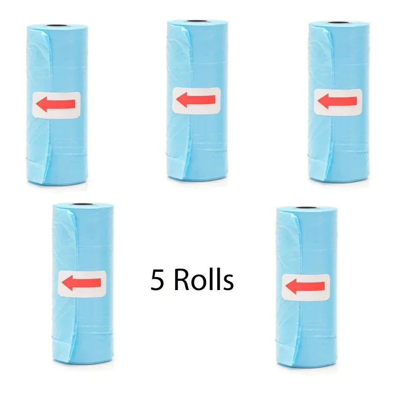 Disposable Pet Poop Bags Dog Poop Bag Bone Dispenser with Leash Clip Puppy Dog Products Supplies 5Roll(75Pcs) Bags