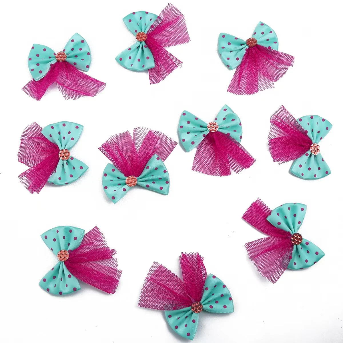 5/10pcs Lace Dog Hairbows Dog Bows With Volumes Ribbon Grooming Pet Hair Bowknot With Rubber Bands For Small Dog Pet Products