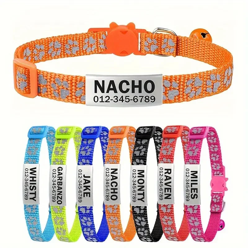 Anti-lost Engraved Cat Collar With Bell Fast Breakaway Customize Name Id Tag Personalized Pet Products Accessory