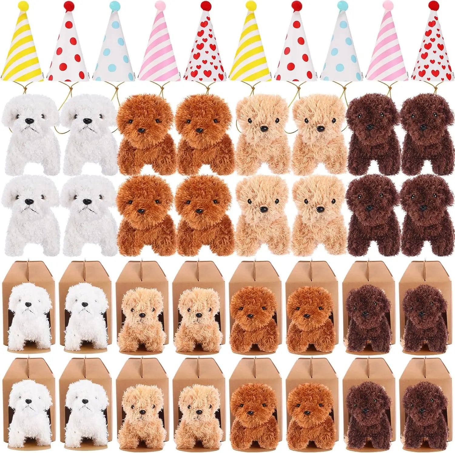12-80Set Mini Plush Puppy Stuffed Dogs Adopt A Pet Dog Party Favors Goodie Bags, Animals Bulk Gift Toys