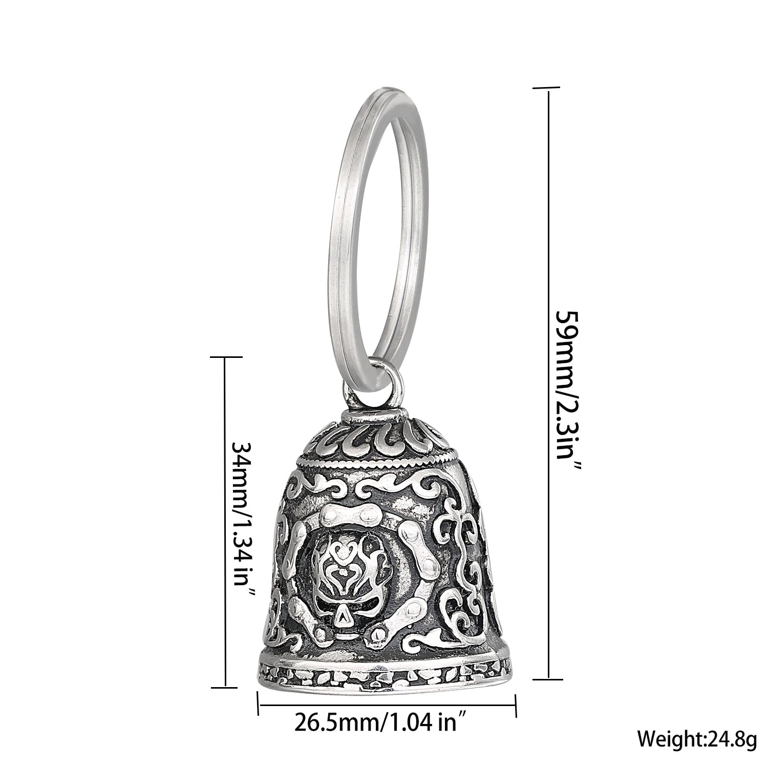 Motorcycle Guardian Bell Key Chain for Riders,Stainless Steel Biker Bells Accessories & Live To Ride for Luck