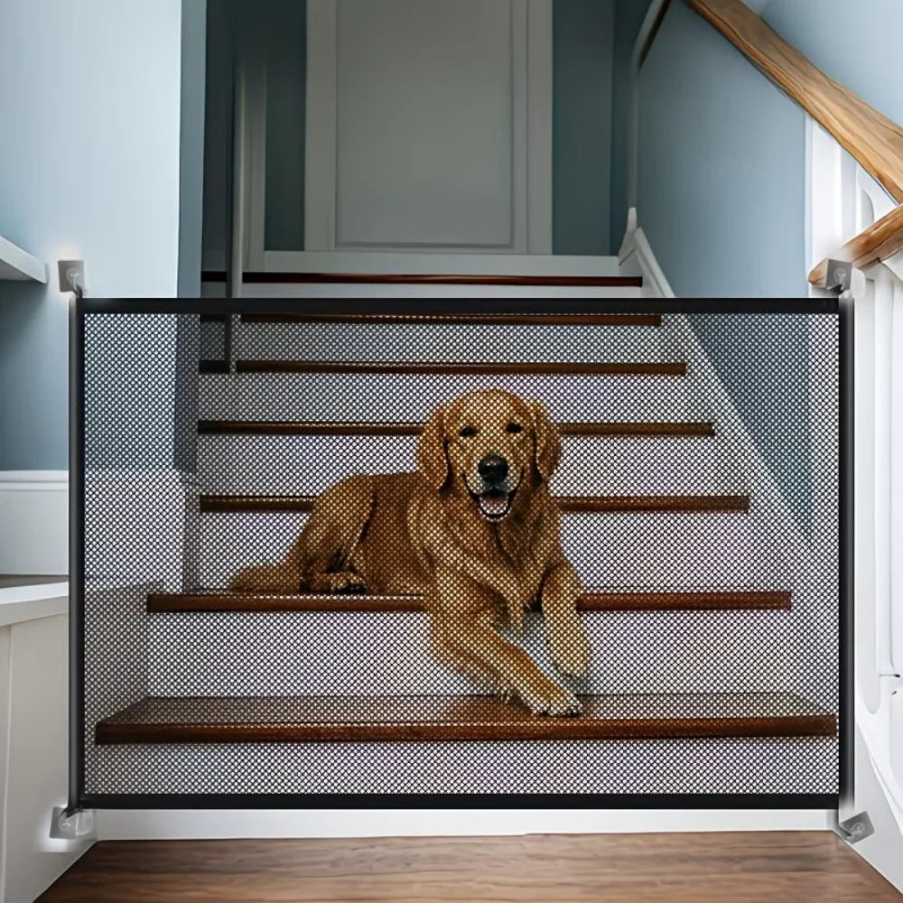 1pc Heavy Duty Dog Barrier Fence with Hooks Insulated Net Foldable Breathable Mesh Mirror Door Pet Gate for Indoor Outdoor ﻿