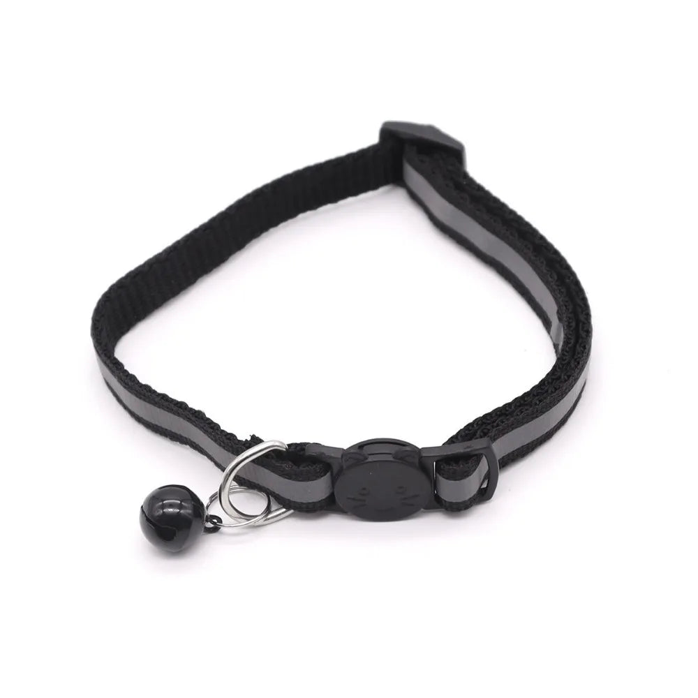 Colors Reflective Breakaway Cat Collar Neck Ring Pet Products Safety Adjustable with Bell Charm Necklace Collar for Puppy