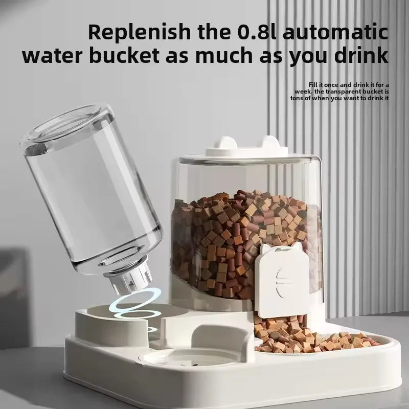 Automatic Dog Cat Feeder and Water Dispenser Gravity Food Feeder and Waterer Set with Pet Food Bowl Universal Pet Products