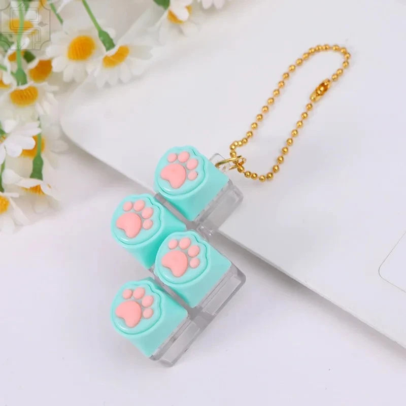 Cute Cat Paw Silicone Fidget Keychain Stress Relief Toy Portable Decor Gift For Mechanical Keyboard Lovers