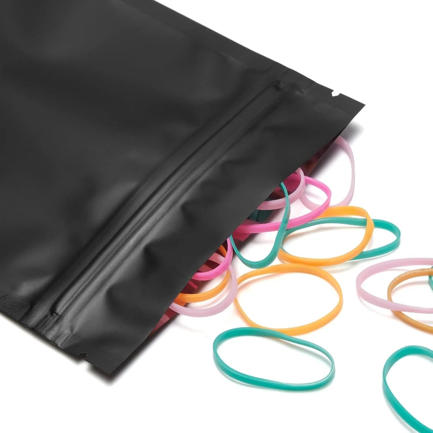 50PCS Resealable Coffee Herb Powder Zipper Pack Bag Smell Proof Flat Pouches Matte Black Small Aluminum Foil Zip Lock