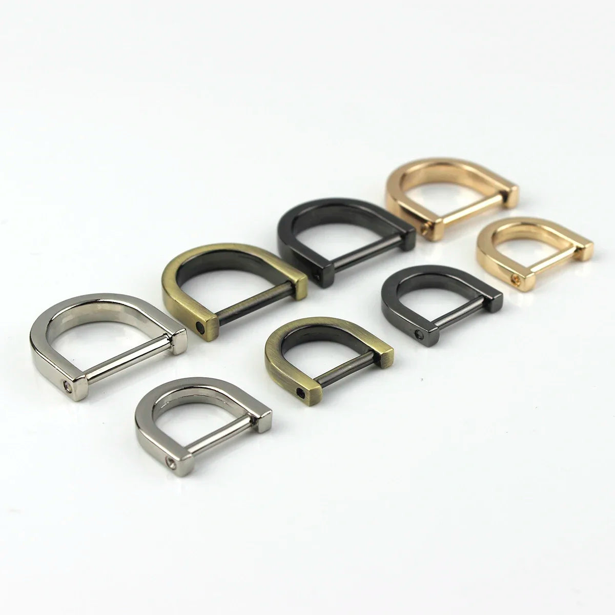2pcs Metal D Ring Detachable Dee Rins Buckle Removable Shackle Clasp for Leather Craft Bag Strap Parts Pet Collar Accessories