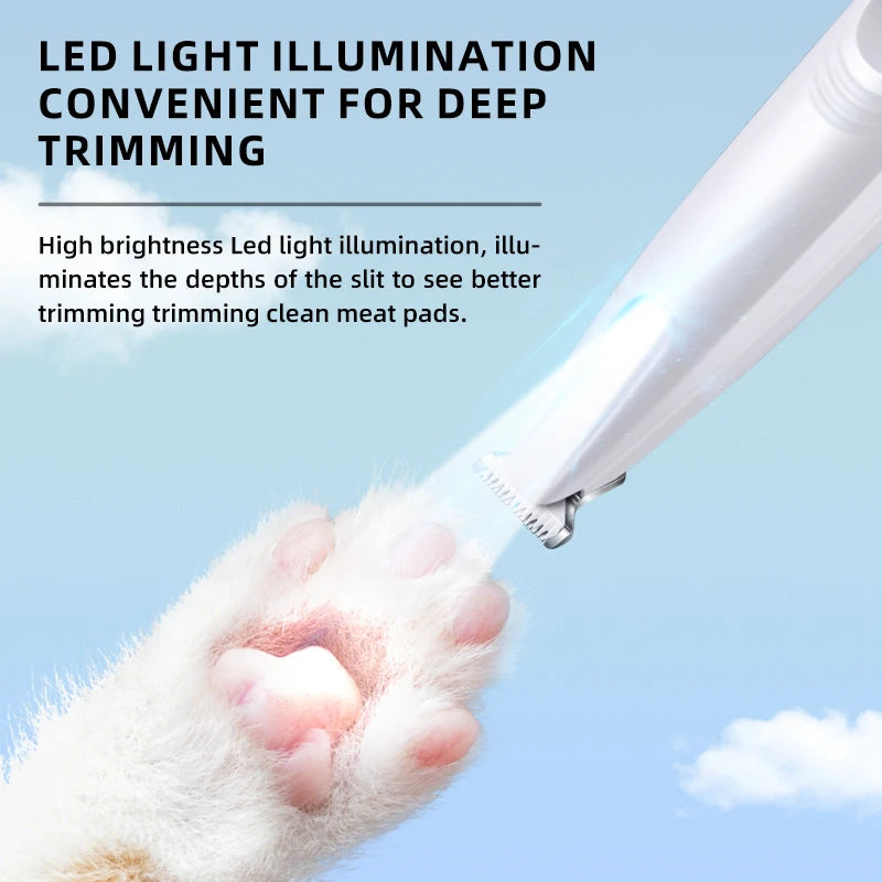 Pet Dog Electric Groomer Trimmer with LED Light Waterproof Pet Foot Hair Trimmer Low Noise Cat Dog Face Foot Ear Hip Paw Shaver