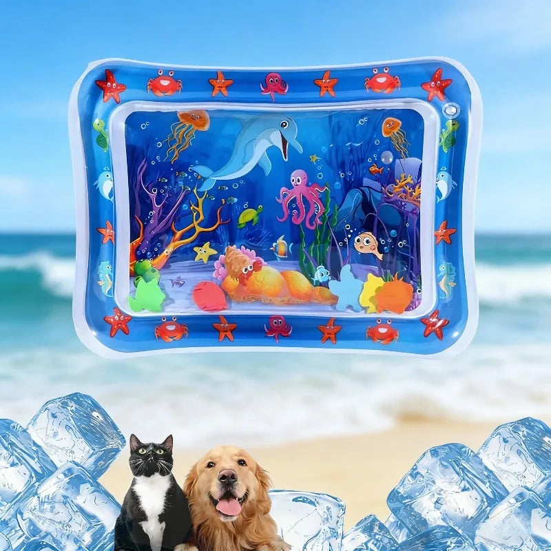 Pet Water Mat Cat Inflatable Play Mat Thickened Baby Crawling Mat Promote Baby Exercise Sea Life Swimming Ring Pet Products