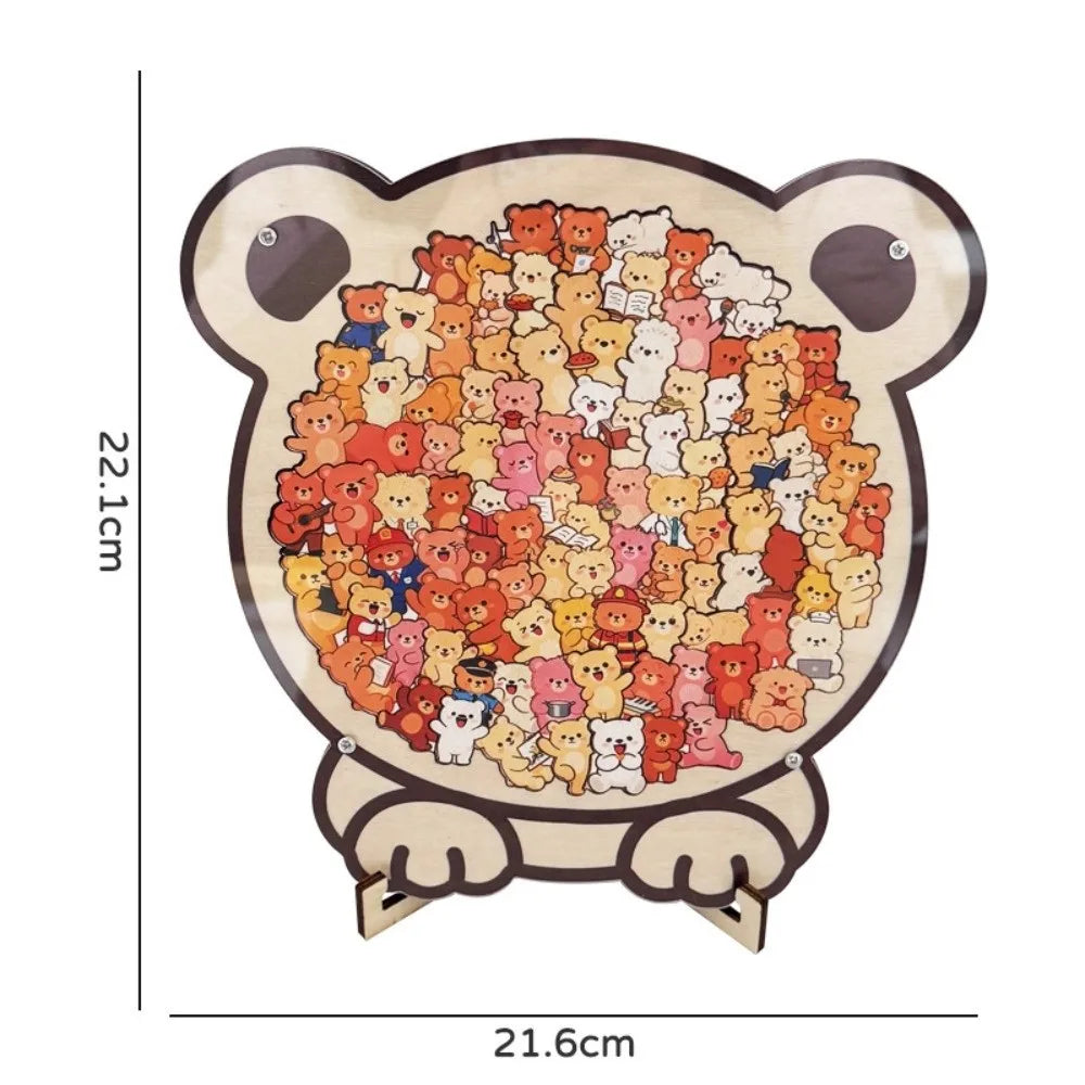 Cartoon Wooden Puzzle Toy Animal Dog Cat Bear Theme Fun Educational Toys Stress Relief Jigsaw Puzzle Puppy