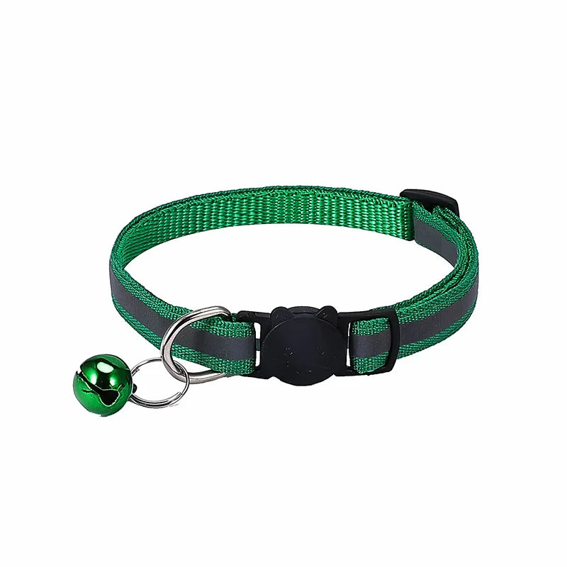 Reflective Breakaway Cat Collar Neck Ring Necklace Newborn Puppy Dog ID Collar Colorful Bell Collar for Cats Pet Kitten Products