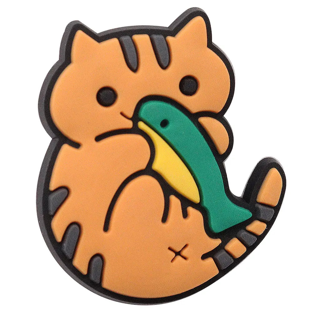 1-17PCS PVC Kawaii Animal Cat Mom Sandal Shoe Decoration Buckle Charms Fit Wristbands Hole Slipper Accessories Kid Xmas Gift