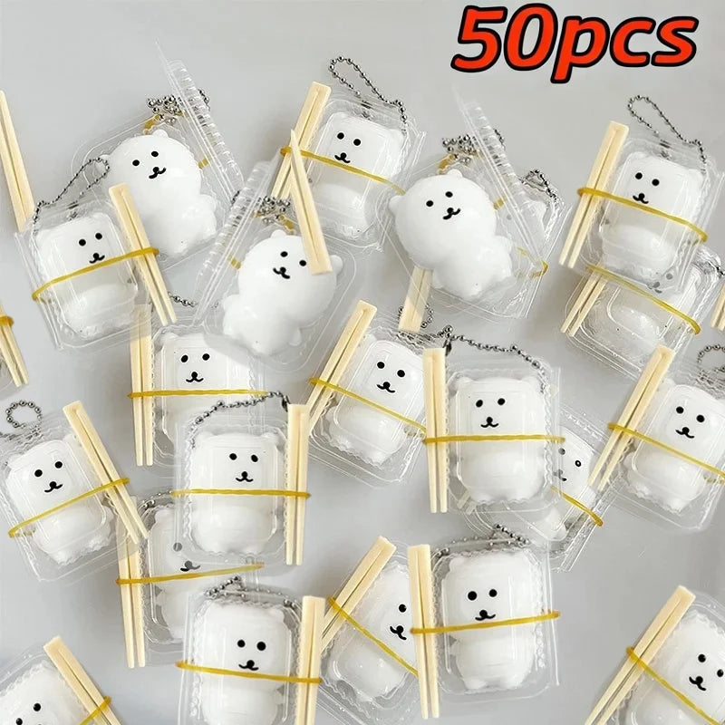 Joke Bear Anime Pinch Squeeze Lunch Box Keychain Cute Polar bear Bag Pendant Kawaii Soft Stuffed Squishy Toys Birthday Gift
